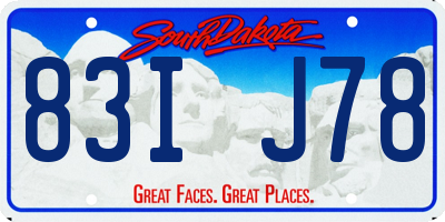 SD license plate 83IJ78