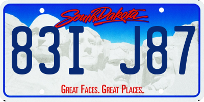 SD license plate 83IJ87