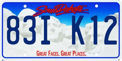 SD license plate 83IK12
