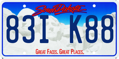 SD license plate 83IK88