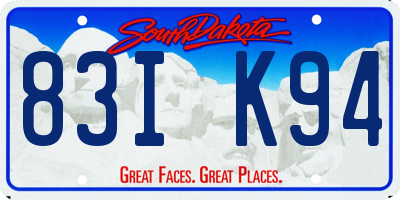 SD license plate 83IK94