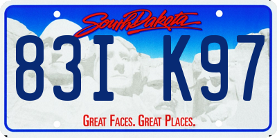 SD license plate 83IK97