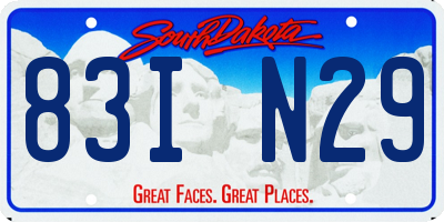SD license plate 83IN29