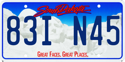 SD license plate 83IN45
