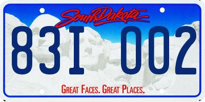 SD license plate 83IO02