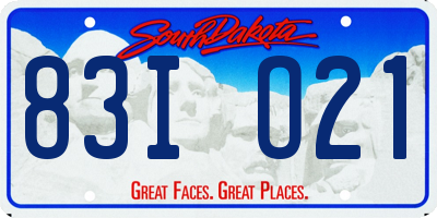 SD license plate 83IO21