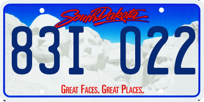 SD license plate 83IO22