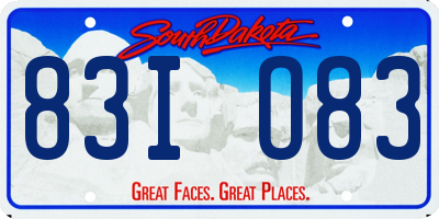 SD license plate 83IO83