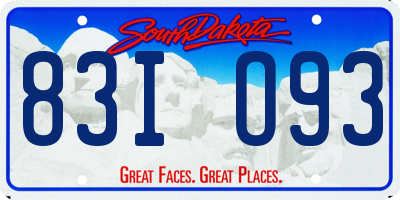 SD license plate 83IO93