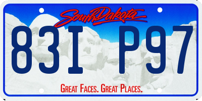 SD license plate 83IP97