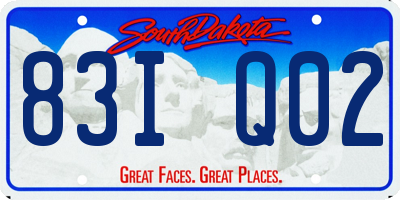 SD license plate 83IQ02