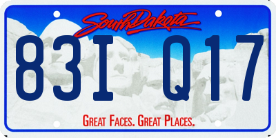 SD license plate 83IQ17