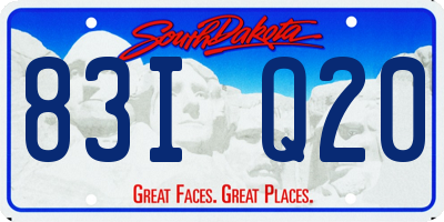 SD license plate 83IQ20