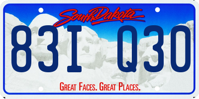 SD license plate 83IQ30
