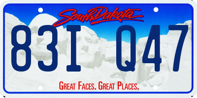 SD license plate 83IQ47