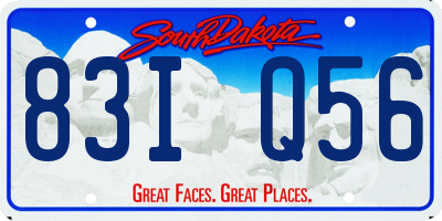 SD license plate 83IQ56