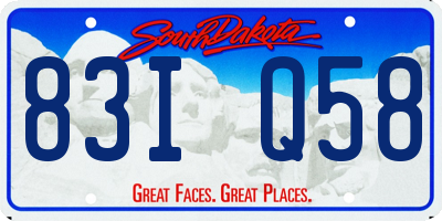 SD license plate 83IQ58