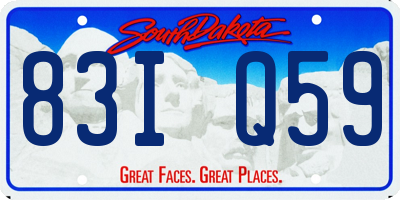 SD license plate 83IQ59