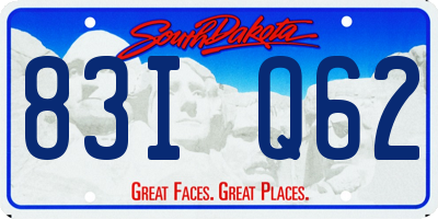 SD license plate 83IQ62