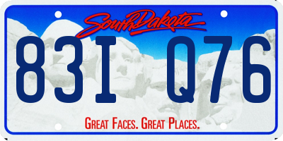 SD license plate 83IQ76