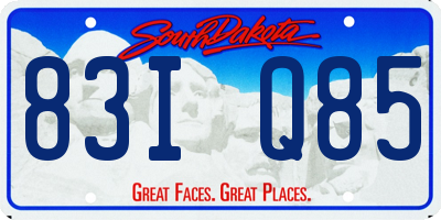 SD license plate 83IQ85