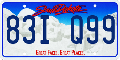 SD license plate 83IQ99