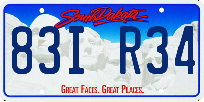 SD license plate 83IR34
