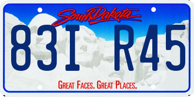 SD license plate 83IR45