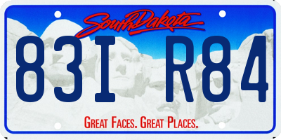SD license plate 83IR84