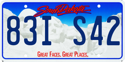 SD license plate 83IS42
