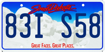 SD license plate 83IS58