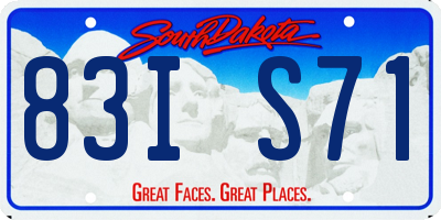 SD license plate 83IS71