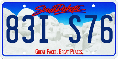 SD license plate 83IS76