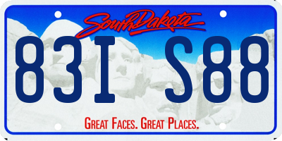 SD license plate 83IS88