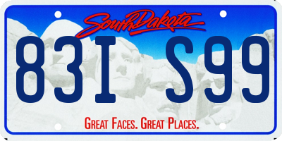 SD license plate 83IS99