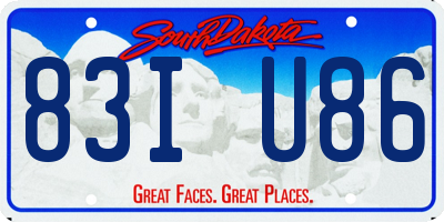SD license plate 83IU86