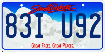 SD license plate 83IU92