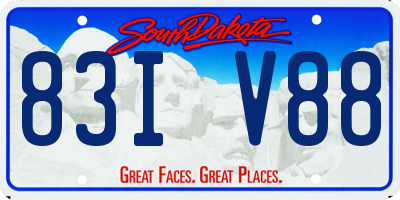 SD license plate 83IV88
