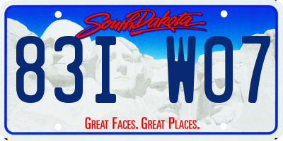 SD license plate 83IW07