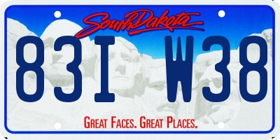 SD license plate 83IW38