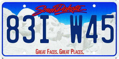SD license plate 83IW45