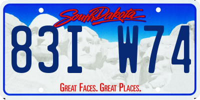 SD license plate 83IW74