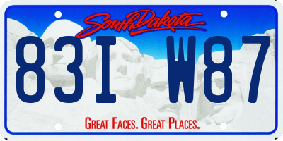 SD license plate 83IW87