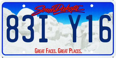 SD license plate 83IY16