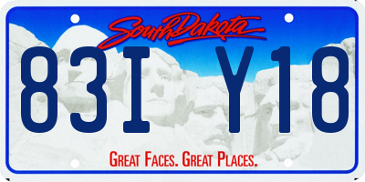 SD license plate 83IY18