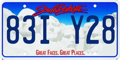 SD license plate 83IY28