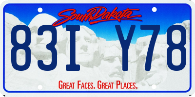 SD license plate 83IY78