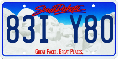 SD license plate 83IY80