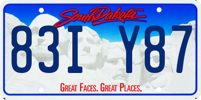 SD license plate 83IY87