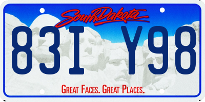 SD license plate 83IY98